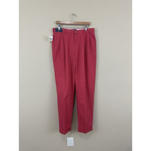 Polo Ralph Lauren Hammond Pleat Straight Pants 34x34 Mens Pink Red Chino NWT VTG - Picture 1 of 14